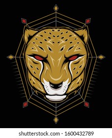 Cheetah Head - Mascot Emblem for sport team. Vector illustration for t-shirt and badges - Vector