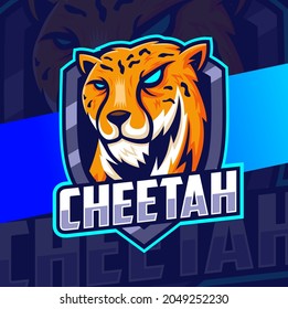 cheetah head mascot logo character for sport and gaming project