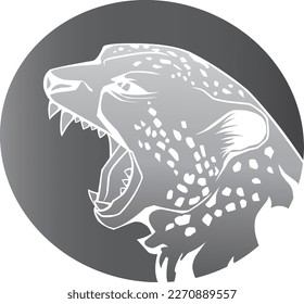 Cheetah head in moon shadow. Vector cartoon illustration on transparent background
