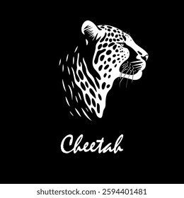 Cheetah head on black background. hand drawing. Not AI, Vector illustration.
