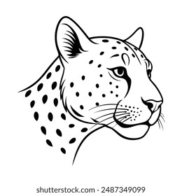 A Cheetah head side view line art vector illustration.