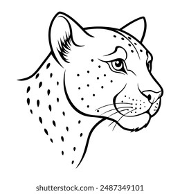 A Cheetah head side view line art vector illustration.