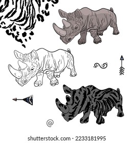Cheetah head sketch vector graphics monochrome black-and-white drawing. Abstract jungle! Vector illustrations of animals (rhinoceros), leaves, spots, objects and textures. Drawing art for a poster