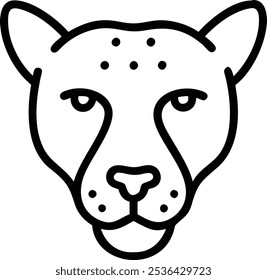 Cheetah cabeça vetor Arte, Ícone, Logotipo e Gráficos. Cheetah cabeça contorno e design de ilustração de arte de linha. Cabeça de leão preto e branco.