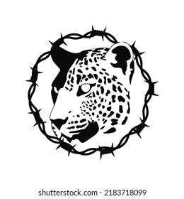 cheetah head vector with barbed wire