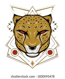 cheetah head vector with ornament background.