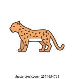 Cheetah icon in flat style. Brown wild animal vector illustration on white isolated background. 