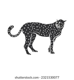 Cheetah Icon Silhouette Illustration. African Animals Vector Graphic Pictogram Symbol Clip Art. Doodle Sketch Black Sign.