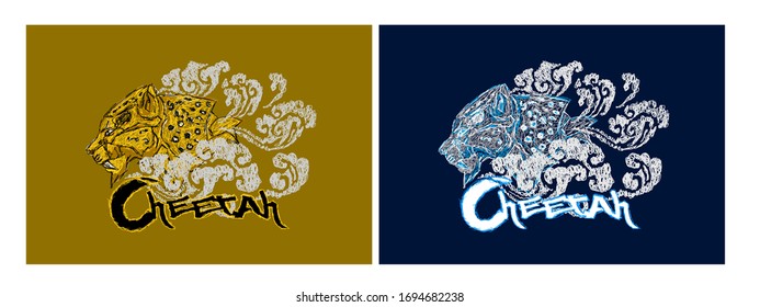 cheetah illustration design for sukajan is mean japan traditional cloth or t-shirt with digital hand drawn Embroidery Men T-shirts Summer Casual Short Sleeve Hip Hop T Shirt Streetwear