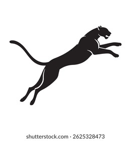 Cheetah jump silhouette vector flat illustration design.