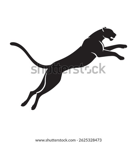 Cheetah jump silhouette vector flat illustration design.