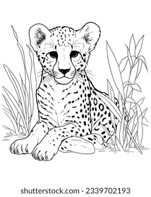 Cheetah Jungle Coloring Pages for kids