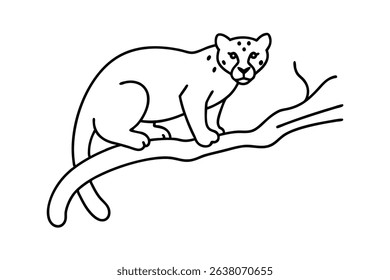 Cheetah line drawing sitting on branch wildlife art