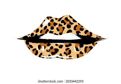 Cheetah Lips Icon. Clipart Image Isolated On White Background