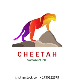 cheetah of logo design with gradient color. vector illustration