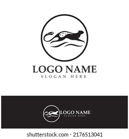 cheetah logo with flat silhouette and color packed with modern concept vector