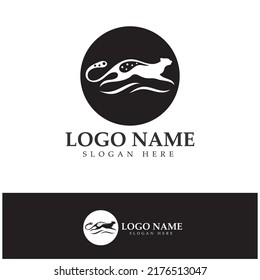 cheetah logo with flat silhouette and color packed with modern concept vector