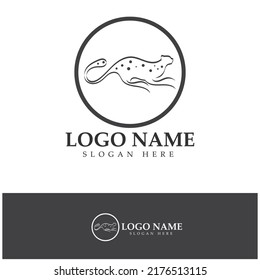 cheetah logo with flat silhouette and color packed with modern concept vector