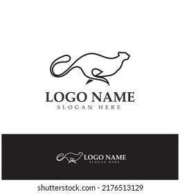 cheetah logo with flat silhouette and color packed with modern concept vector