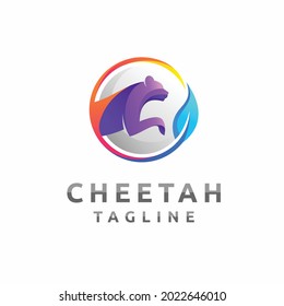 Cheetah logo with leaf concept