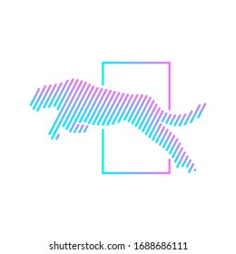 CHEETAH LOGO, LINE ART GRADIENT VECTOR