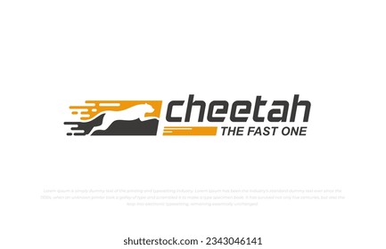 cheetah logo pictogram style in black and yellow color