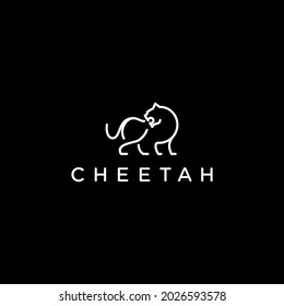 cheetah logo with simple lines vector illustration