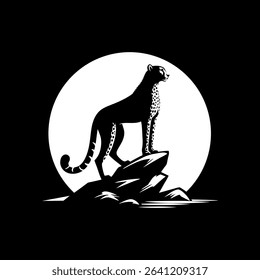 Cheetah logo vector standing on a cliff	