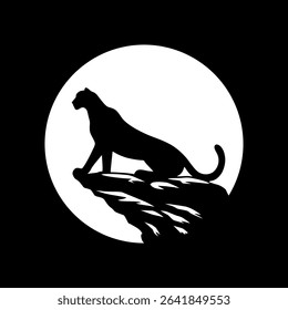 Cheetah logo vector standing on a cliff	