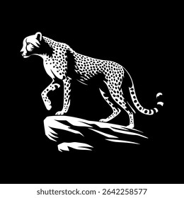 Cheetah logo vector standing on a cliff	