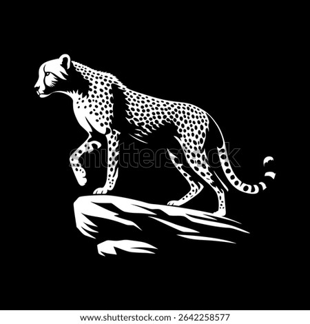 Cheetah logo vector standing on a cliff	