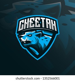 cheetah mascot logo design vector with modern illustration concept style for badge, emblem and tshirt printing. angry cheetah illustration for sport team.