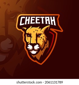 Cheetah mascot logo design vector with modern illustration concept style for gaming, sport, esports, team, badge, emblem and t shirt printing