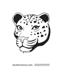 Cheetah mascot vintage logo line art concept black and white color hand drawn illustration
