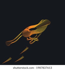 Cheetah in motion. Illustration of jumping cheetah in line art style. Logo for your brand. Design icon. A polygonal wireframe made of points and lines.