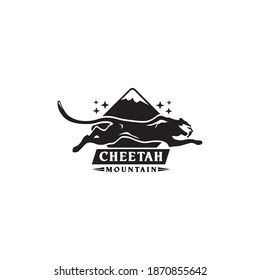 Cheetah Mountain Logo Design Animal Vintage