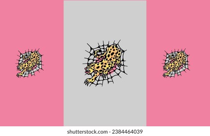 cheetah and net vector mascot design