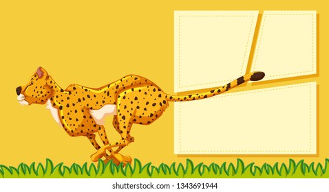 Un cheetah en una ilustración de nota en blanco