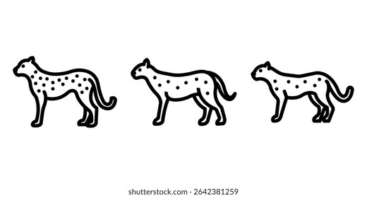 cheetah outline or line icon design bundle.