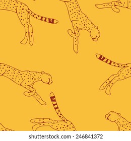 Cheetah outline seamless pattern