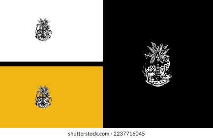 cheetah with palm vector outline design