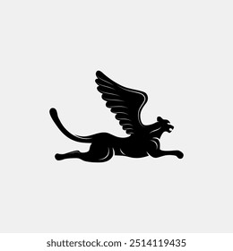 cheetah or panther silhouette logo with wings vector