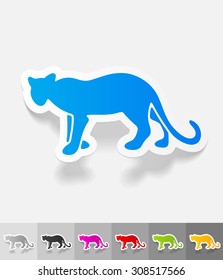 cheetah paper sticker with shadow. Vector illustration