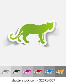 cheetah paper sticker with shadow. Vector illustration