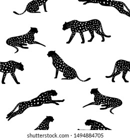 Cheetah pattern and repeating Seamless. Big cat, wildlife style and textile design. animal print, vector illustration. Fashionable print.
