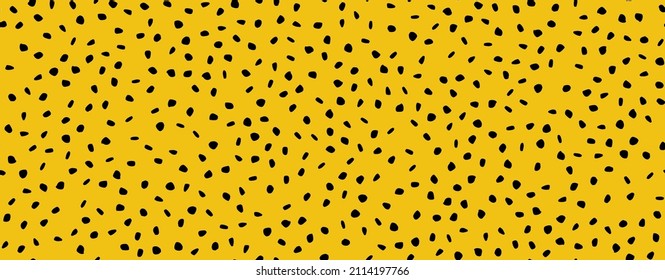 Cheetah Polka Dot. Vector Spot Stone. Animal Spot Pattern. Abstract Circle Texture. Seamless Yellow Leo. Black Retro Polka dot. Cobblestone Stone Paint. Irregular Spot Cobble. Black Random Background