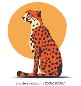 Cheetah Portrait. Flat Vector Illustration
