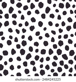 Cheetah Print Seamless Pattern. Animal Skin. Abstract Pattern on White Backdrop. Hand Drawn Cheetah Skin Background. Vector Tile with Wild Animal Fur.