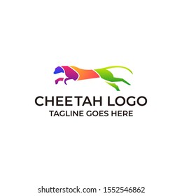 Cheetah Run Colorful Concept Illustration Vector Template