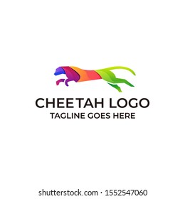 Cheetah Run Colorful Concept Illustration Vector Template